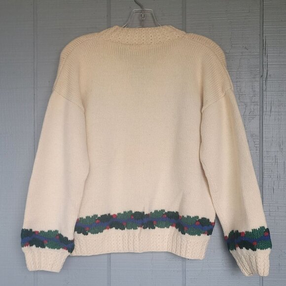 Vintage North of New York 100% Pure Virgin Wool Knitted Holiday Cardigan. Size M - Picture 2 of 5